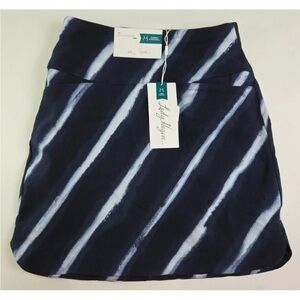 Walter Hagen Lady Hagen 17" Tummy Control Skort Shibori Stripes Navy